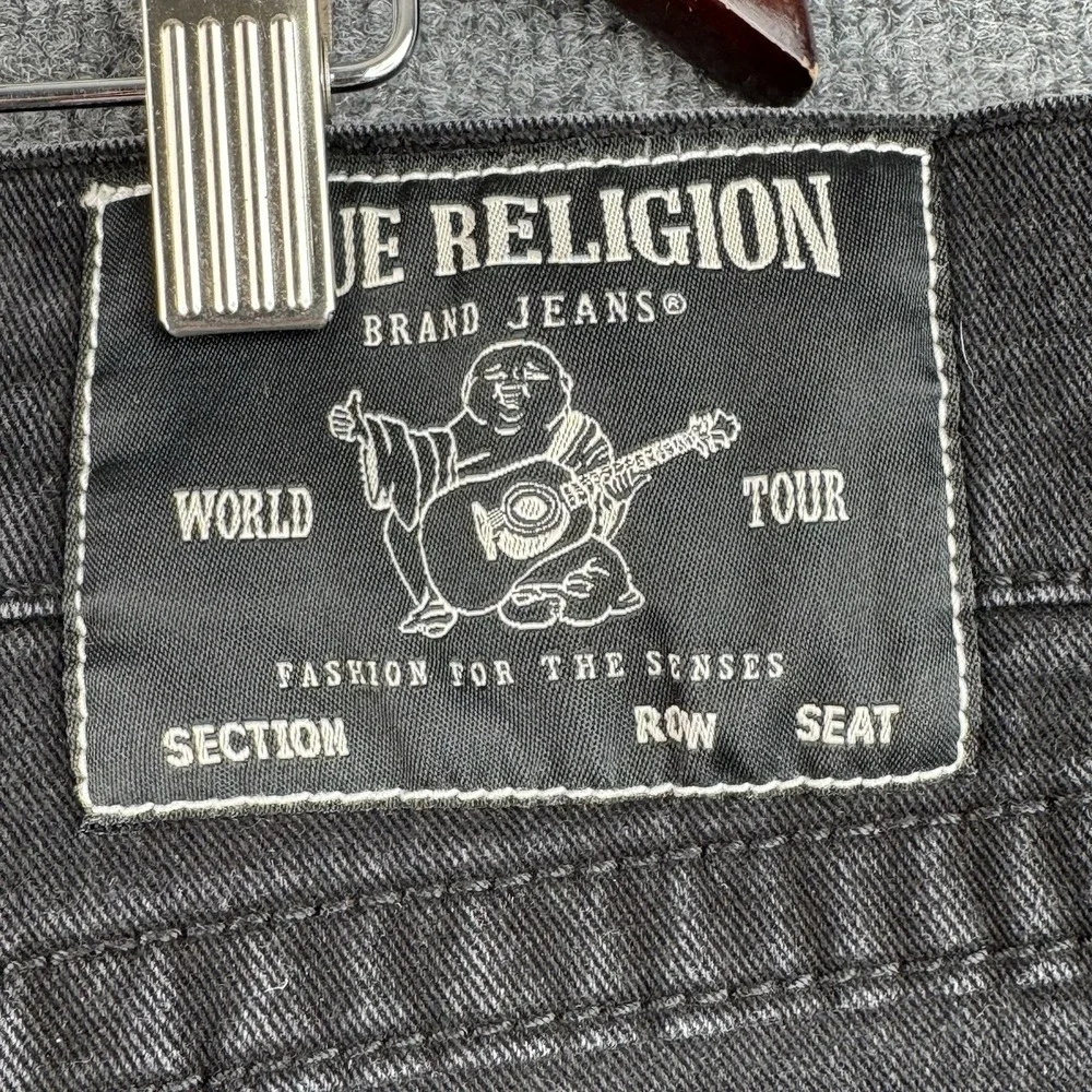 True Religion Rocco Jeans Mens 42x33 Black Relaxed Skinny Denim Casual Stretch